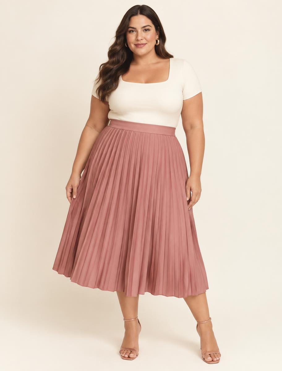Saia Plissada Rosé